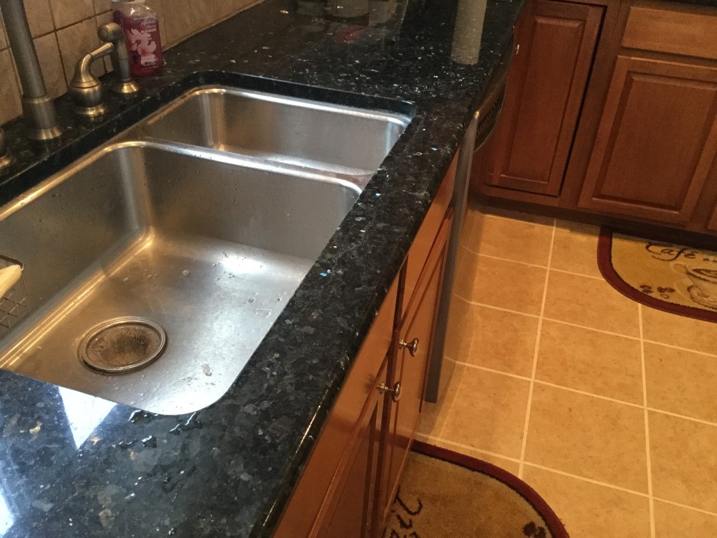 After Black Granite 24 Inch Crack In Front Of Sink Repaired