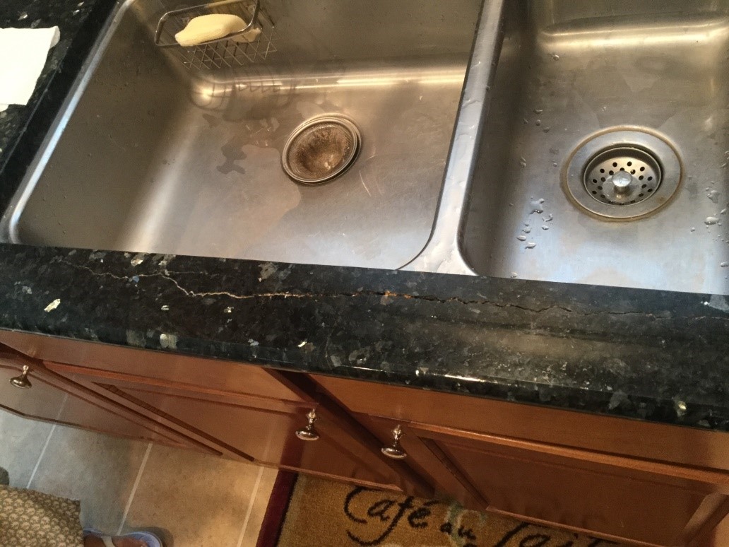 Before Black Granite 24 Inch Crack In Front Of Sink Surface